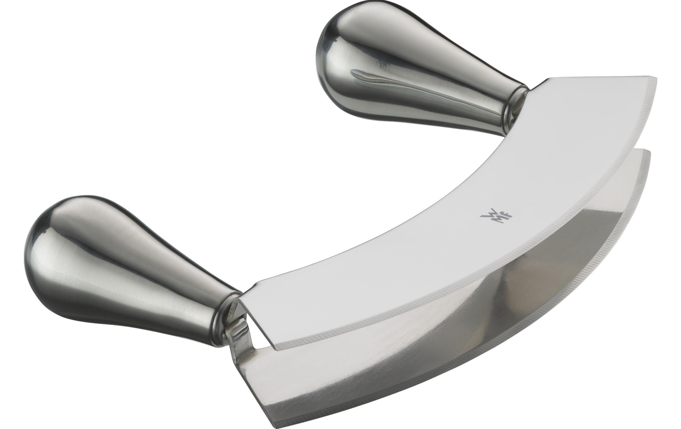 Kräutermesser 2-schneidig Silber poliertWiegemesser aus Edelstahl