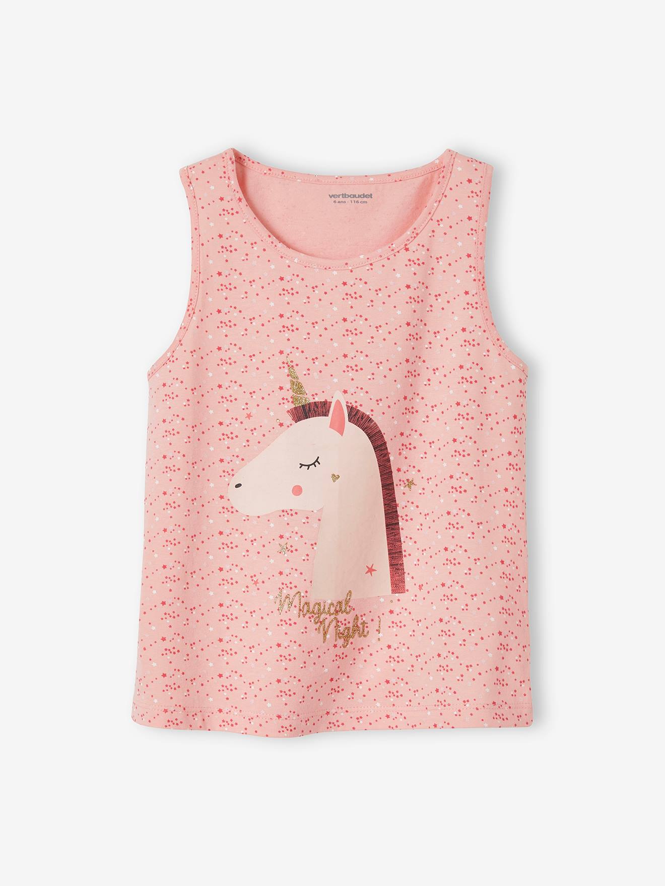 Conjunto de 2 pijamas com shorts estampados rosa tamanho médio.