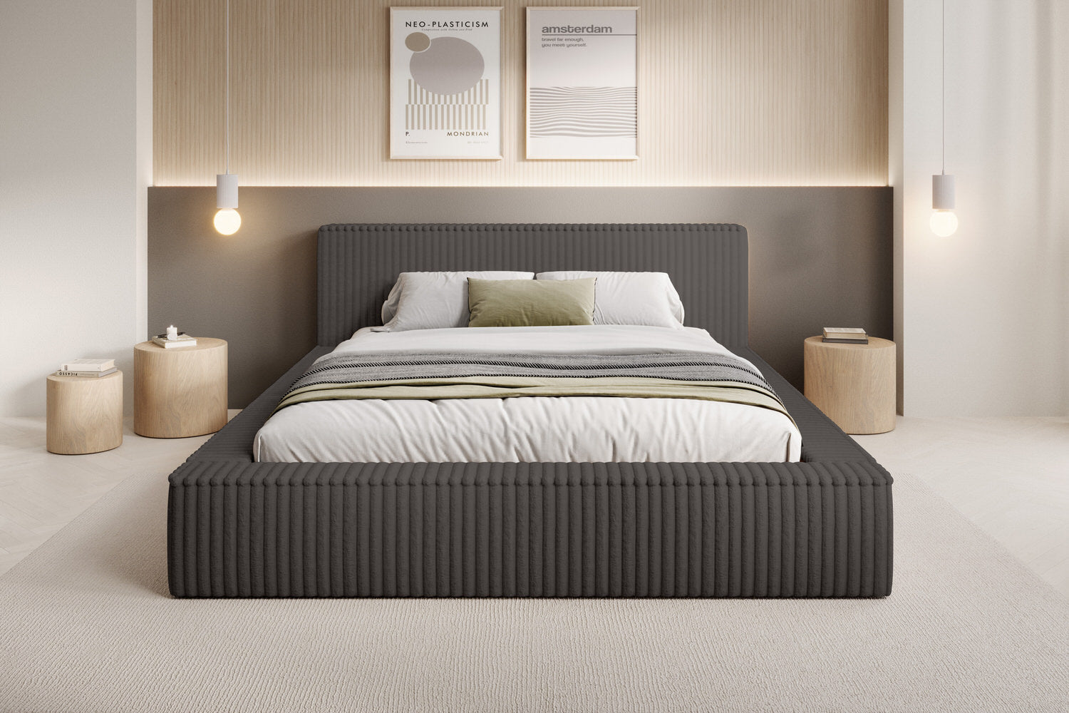 Trae Mobler Melody 160 x 200 cm Gestoffeerd Bed Donkergrijs