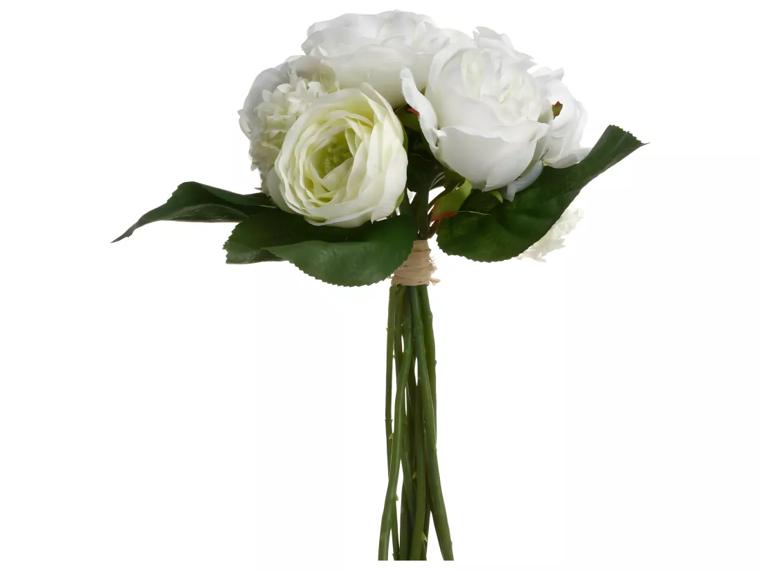 Bouquet composé Fleurs artificielles Blanches D. 28 x H. 30 cm