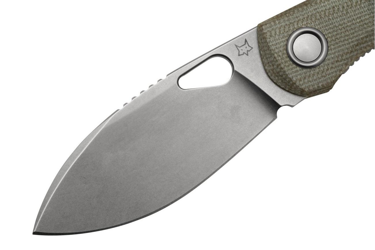Fox Chilin FX-530-MOD Stonewashed M398, OD Green Micarta zakmes, Jesper Voxnaes design