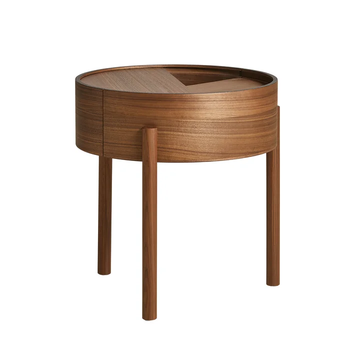Woud - Arc Beistelltisch Ø 42 cm H 45 cm, Walnuss lackiert