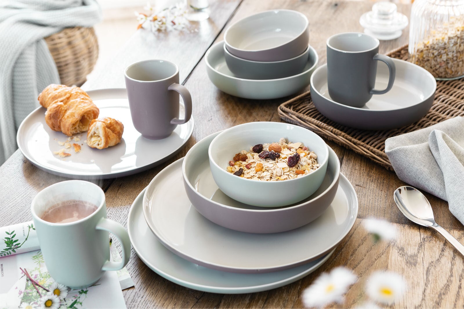 Ritzenhoff & Breker Kaffeebecher JASPER 6er Set - je 320 ml mintgrün/ weiß