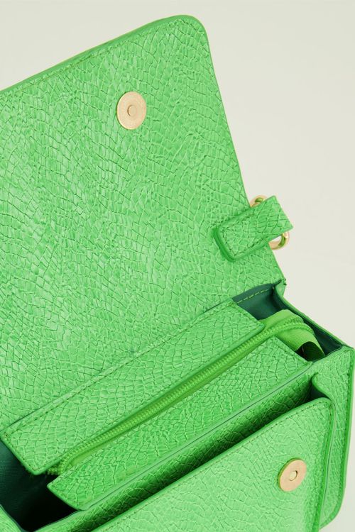 Felgroene schoudertas met croco design