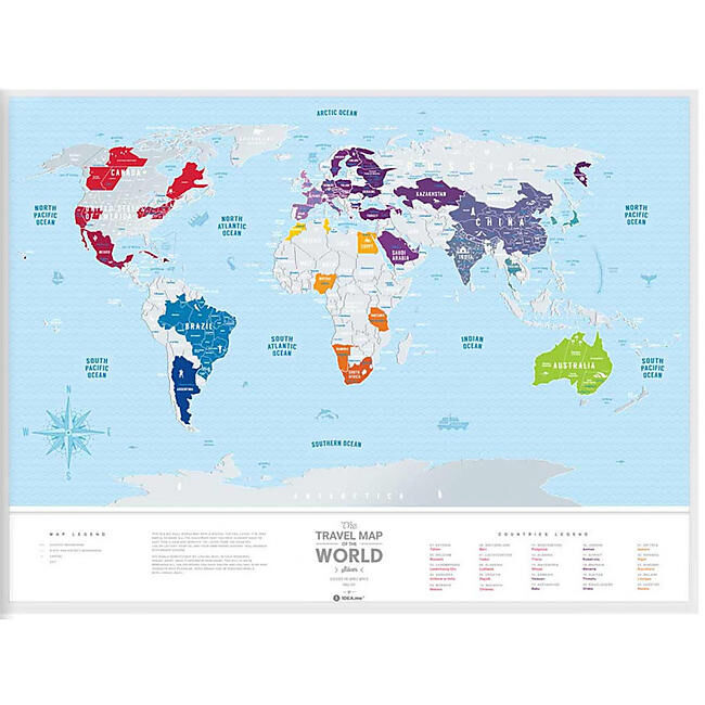 IDEA ME - CARTE A GRATTER MONDE SILVER 80CM X 60CM