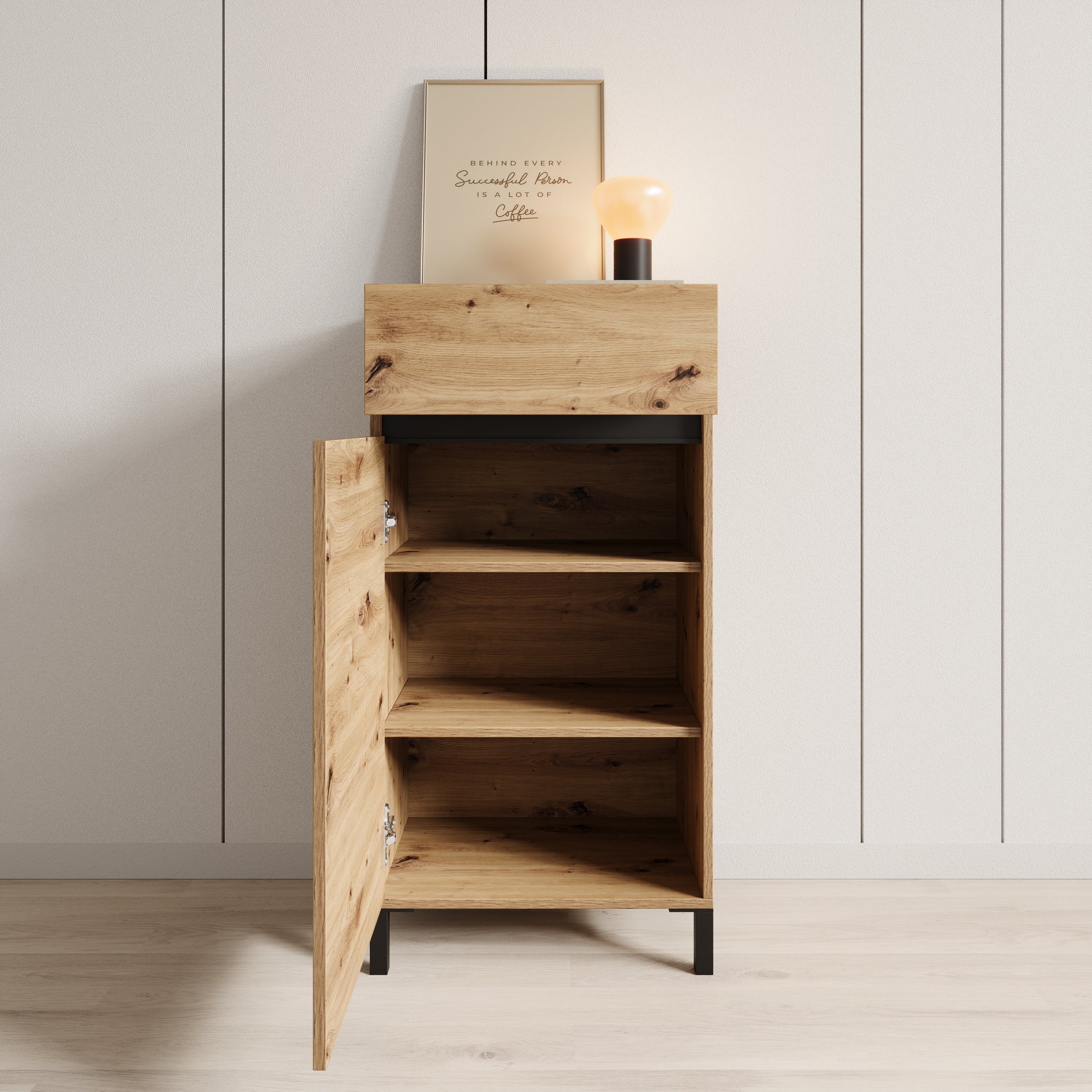 Meubella - Alessa - Schoenenkast - Eiken - 55x40x110 cm