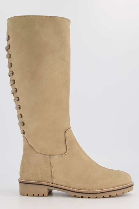Lederstiefel, 3XL-Schaft, Schnürung, Weite H