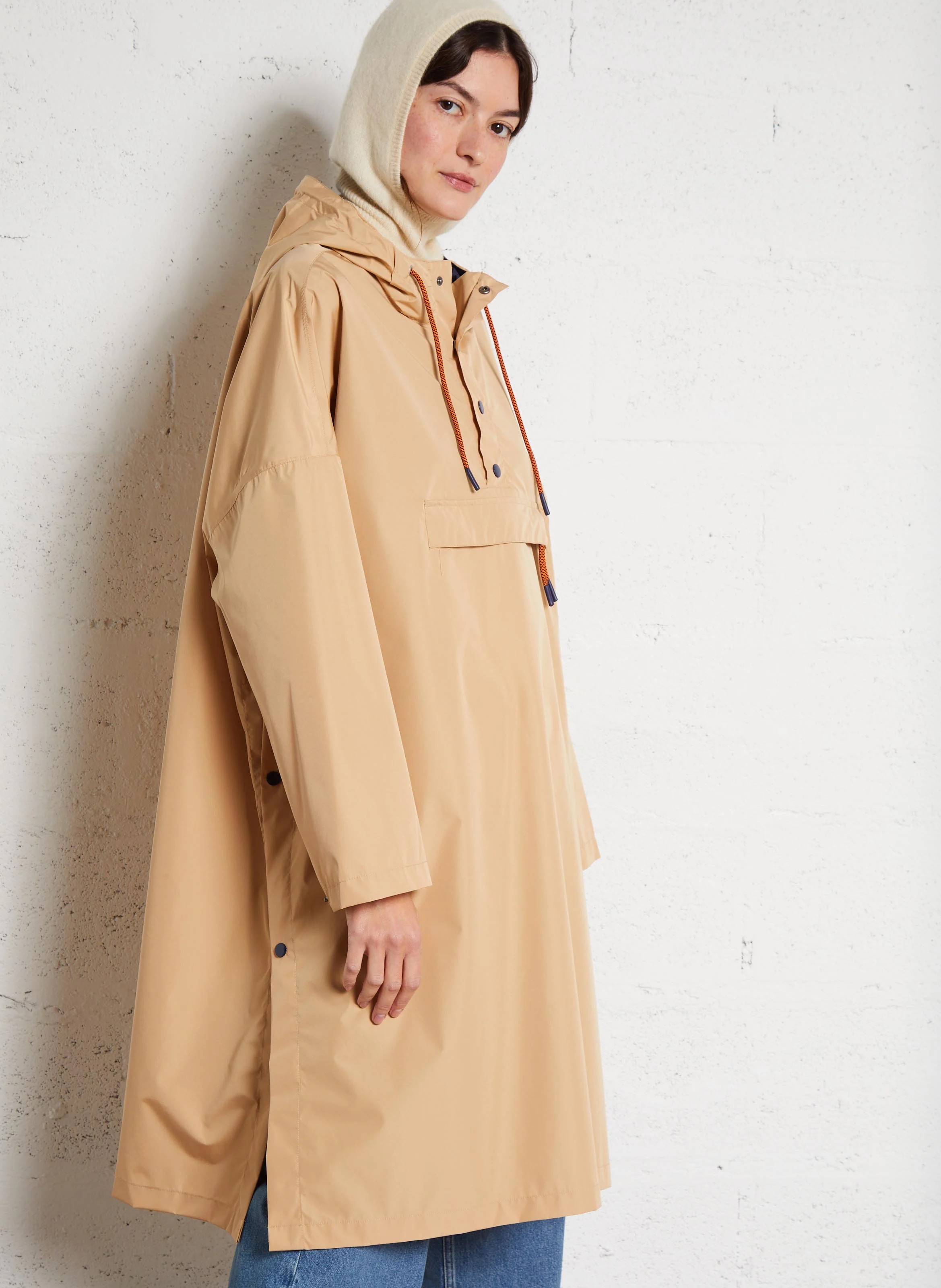 Poncho ample imperméable| Beige