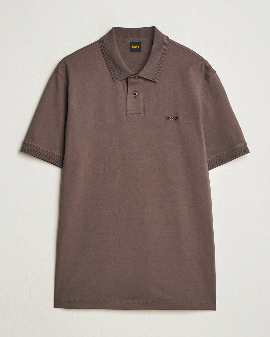 BOSS ORANGE Interlock Polo Open Brown