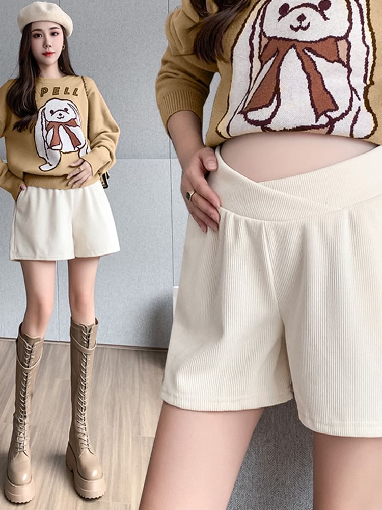 NEUF - Effen zwangerschapsshorts met elastische taille