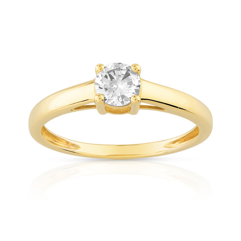 Bague solitaire or 750 jaune diamant 40/100e de carat