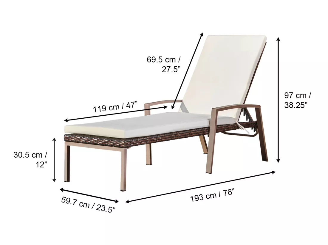 Chaises longues de jardin- lot de 2 matelas 6 positions effet rotin brun foncé