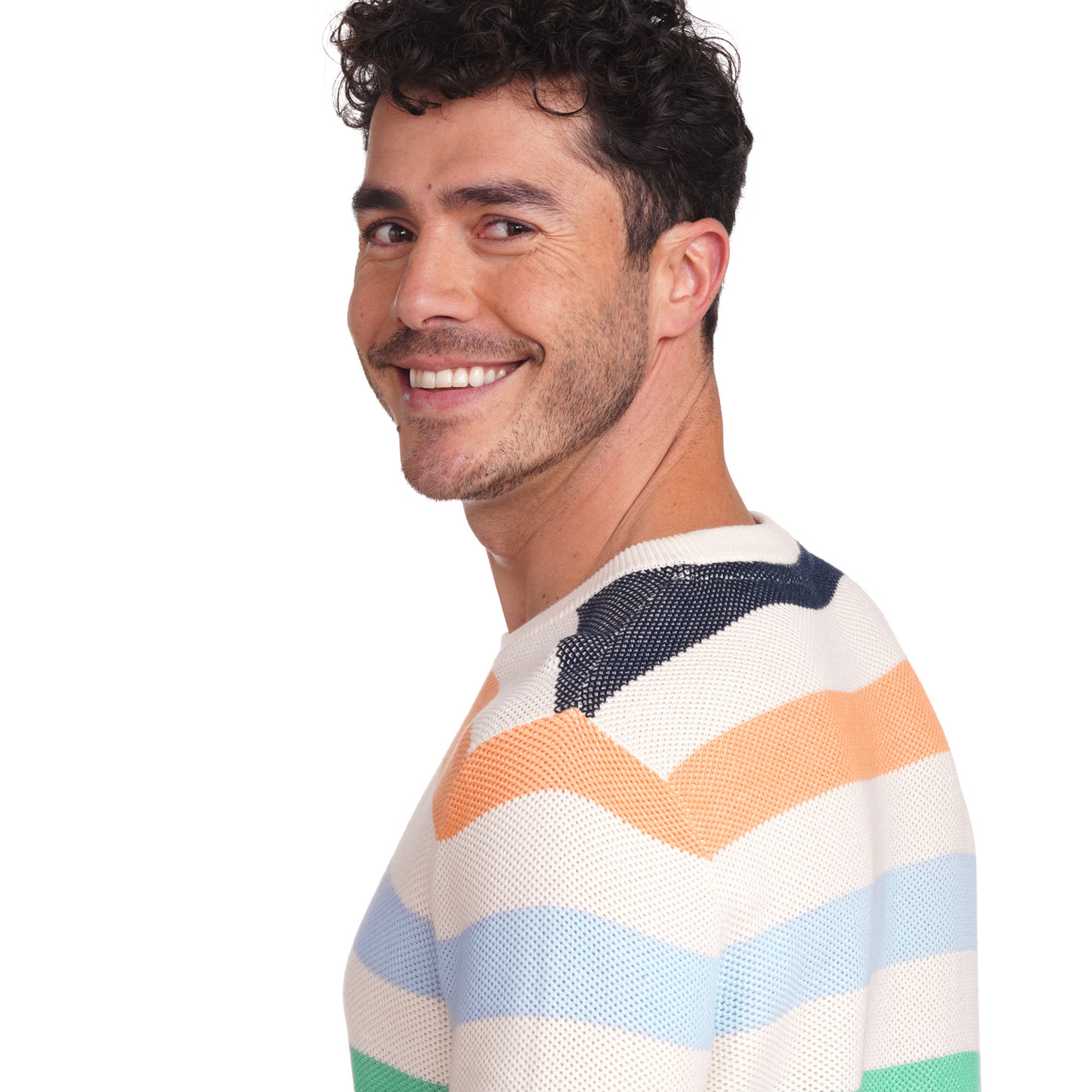 VanVaan Herren Pullover mit bunten Streifen creme / bunt