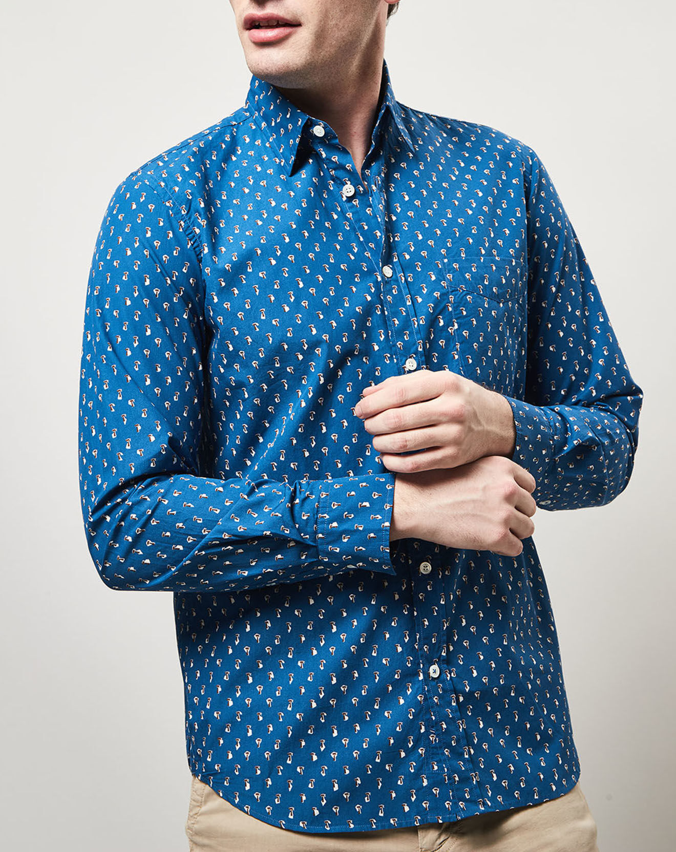 Hartford Chemise Slim Storm imprimé palmier bleue