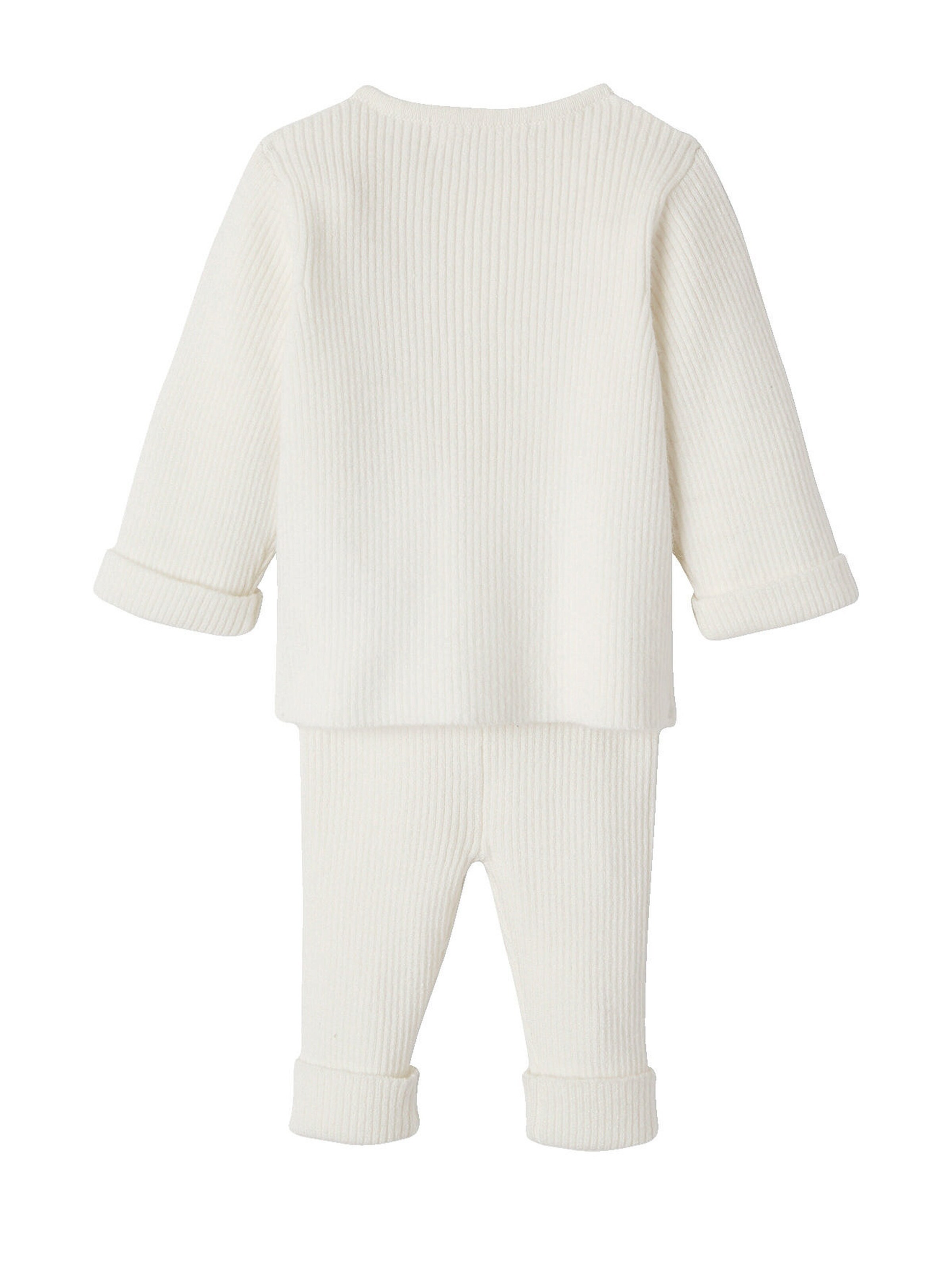 Vertbaudet Baby-Set: Jäckchen & Hose, Strick weiß