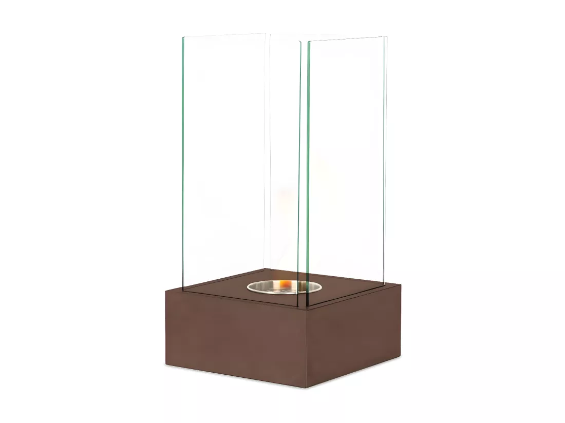 Cheminées bioéthanol modernes rouille 25 x 25 xh 65 cm