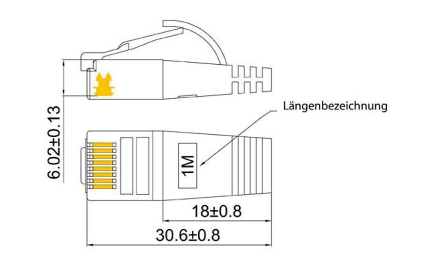 Slimpatchkabel RJ-45 - RJ-45, Cat 6, STP, 0.1 m, WeissGeschirmtes Twisted-Pair-Kabel (STP) mit Klinkenschutz