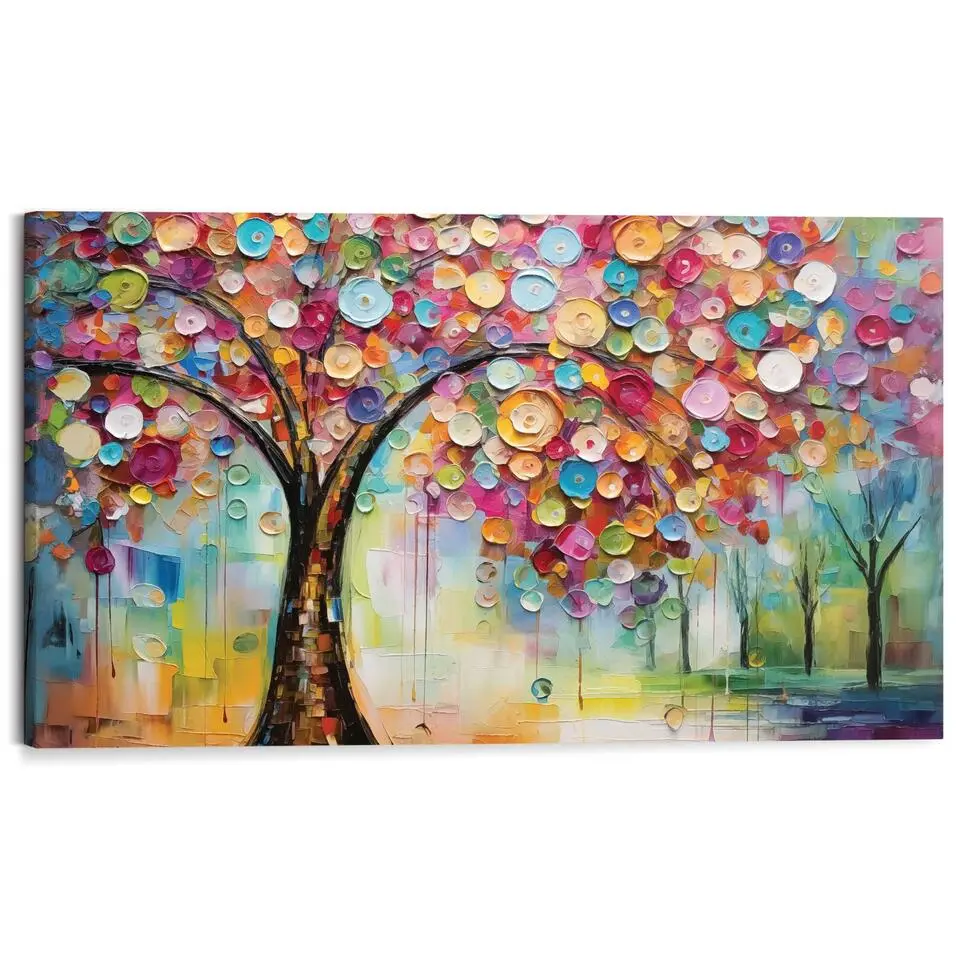 Schilderij Kleurrijke boom - 70x118cm - Bont