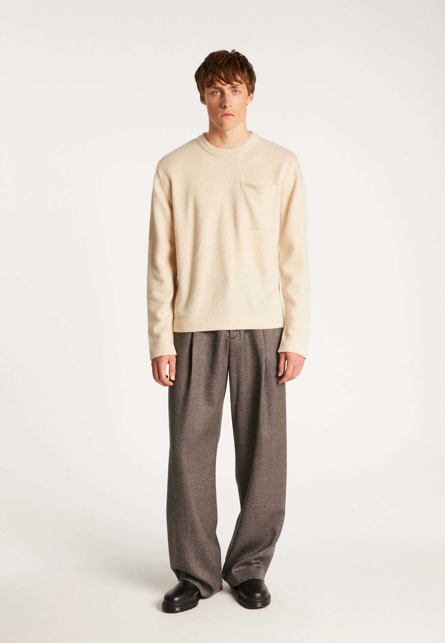 TYLANAH24 - Pull col rond en laine et cachemire | Blanc