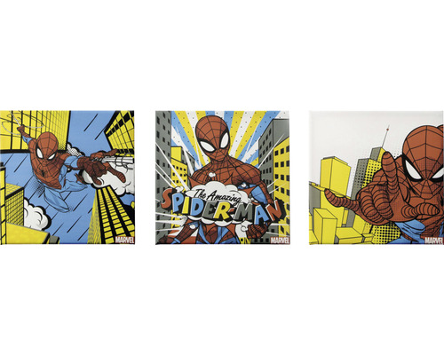 Canvas schilderij Spiderman Retro set van 3 3x 30x30 cm