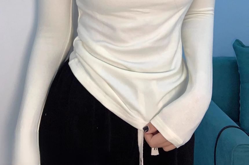 Alhambra - T-shirt met lange mouwen en mockneck, effen