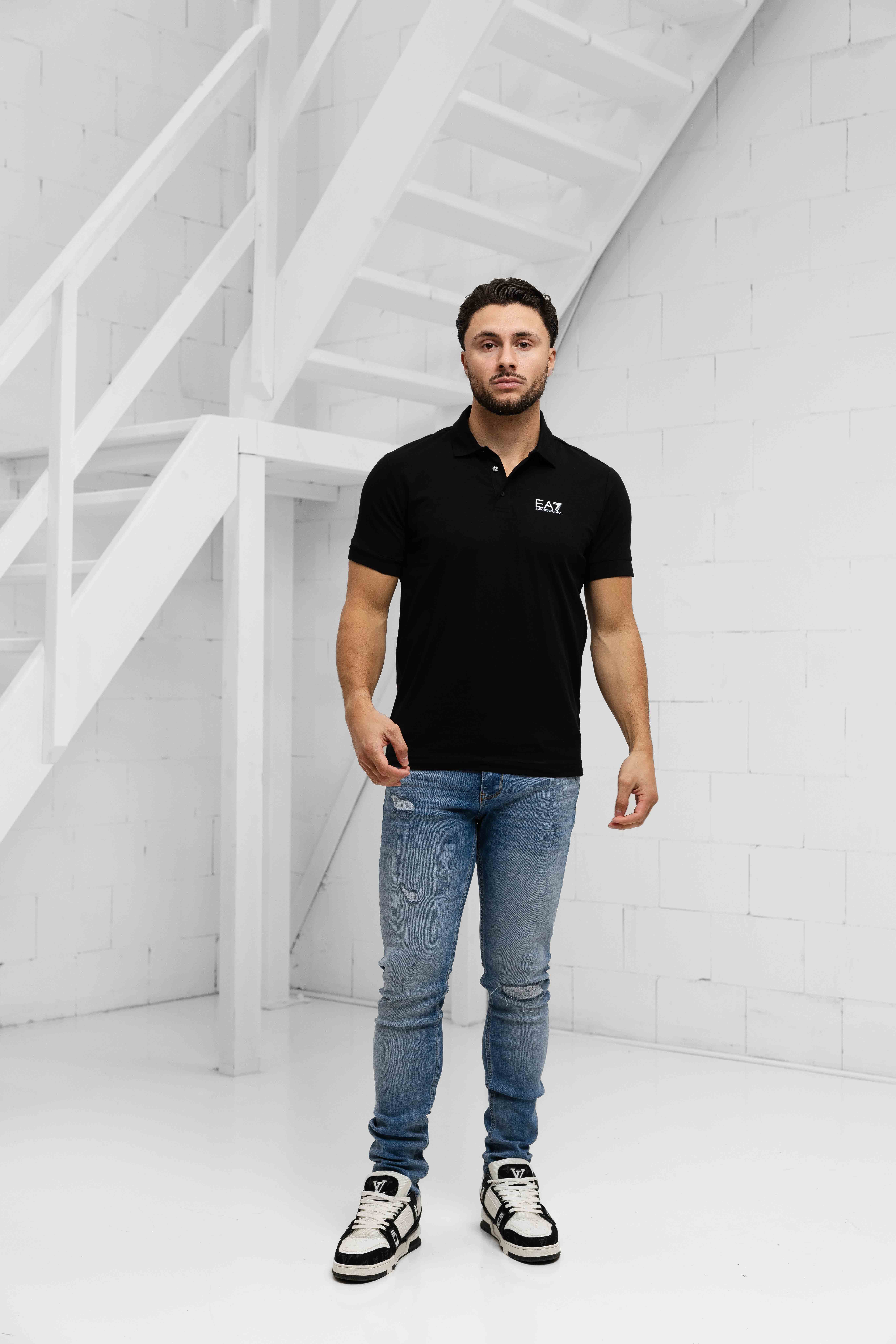 EA7 Emporio Armani 8NPF14 Polo Heren Zwart