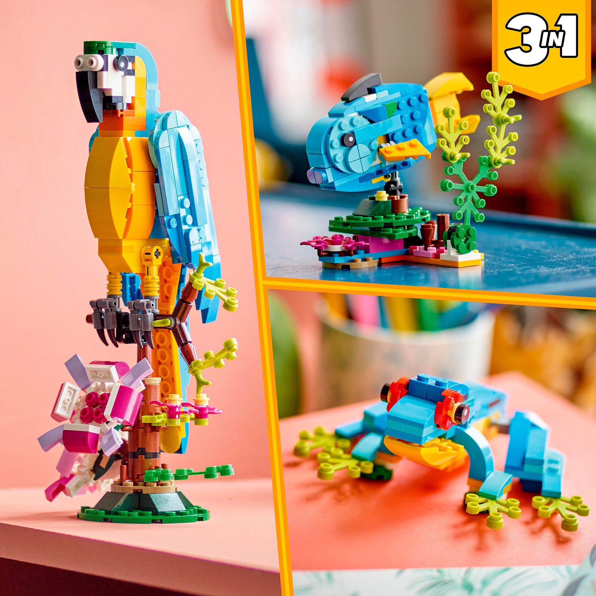 LEGO Konstruktionsspielzeug Creator 3-in-1 Exotischer Papagei