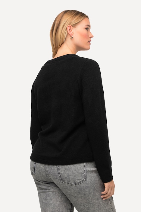 Pullover, Raffband, V-Ausschnitt, Langarm