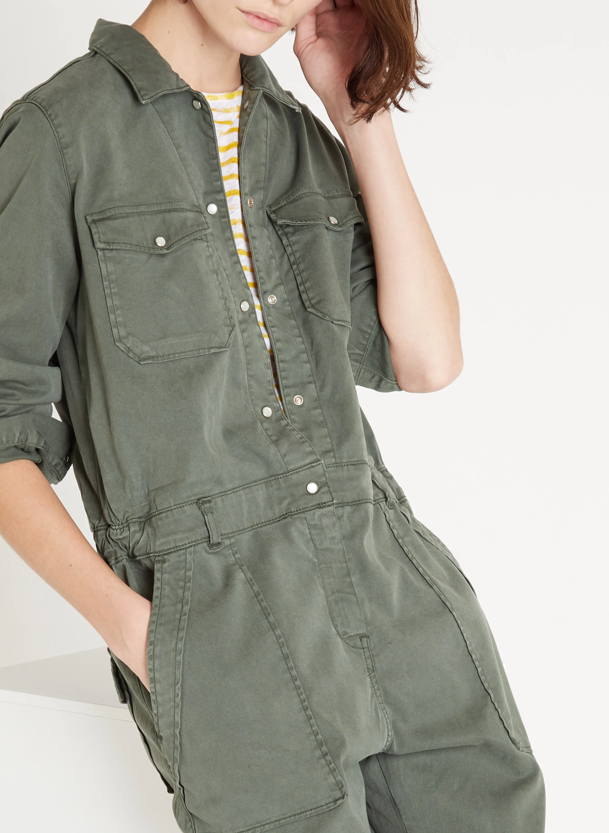 FRANGA - Combinaison chemisier en tencel | Vert