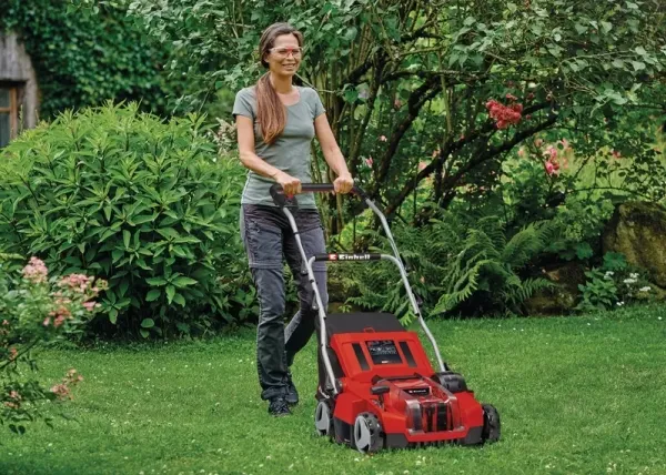 Einhell GE-SA 36/35 Li-Solo Power X-Change batteridrevet vertikalskærer, plænelufter uden batteri, uden oplader, med hurtigspænder, med klippehøjdejustering (3420685) - SOLO