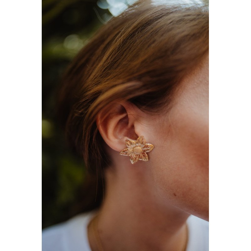 boucles d'oreilles puces fleurs plaqué argent - HESPÉRIS