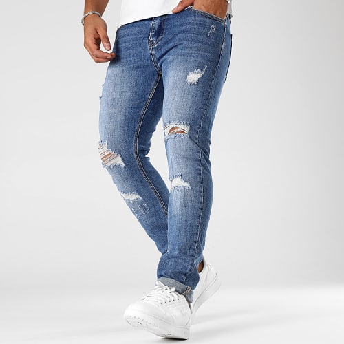 Jean Slim Fit Avec Destroy 0254 Bleu Denim