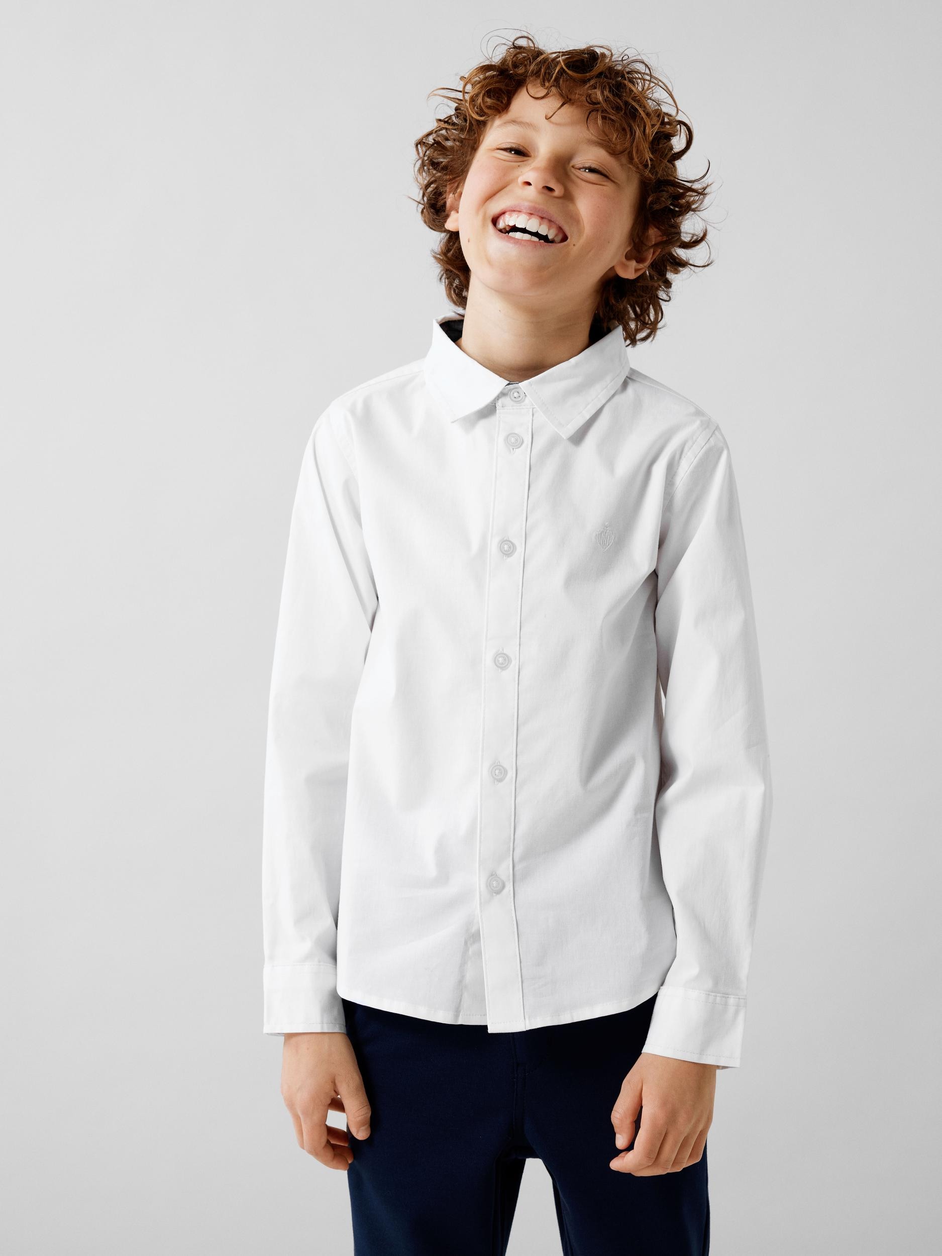 Name It Langarmhemd »NKMNEWSA für Jungen mit Knopfleiste und Baumwollkomfort«, unifarben, casual, regular fit, Baumwolle, Hemdkragen