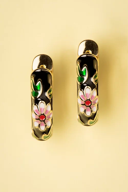 Day&Eve by Go Dutch Label My flower oorbellen in zwart
