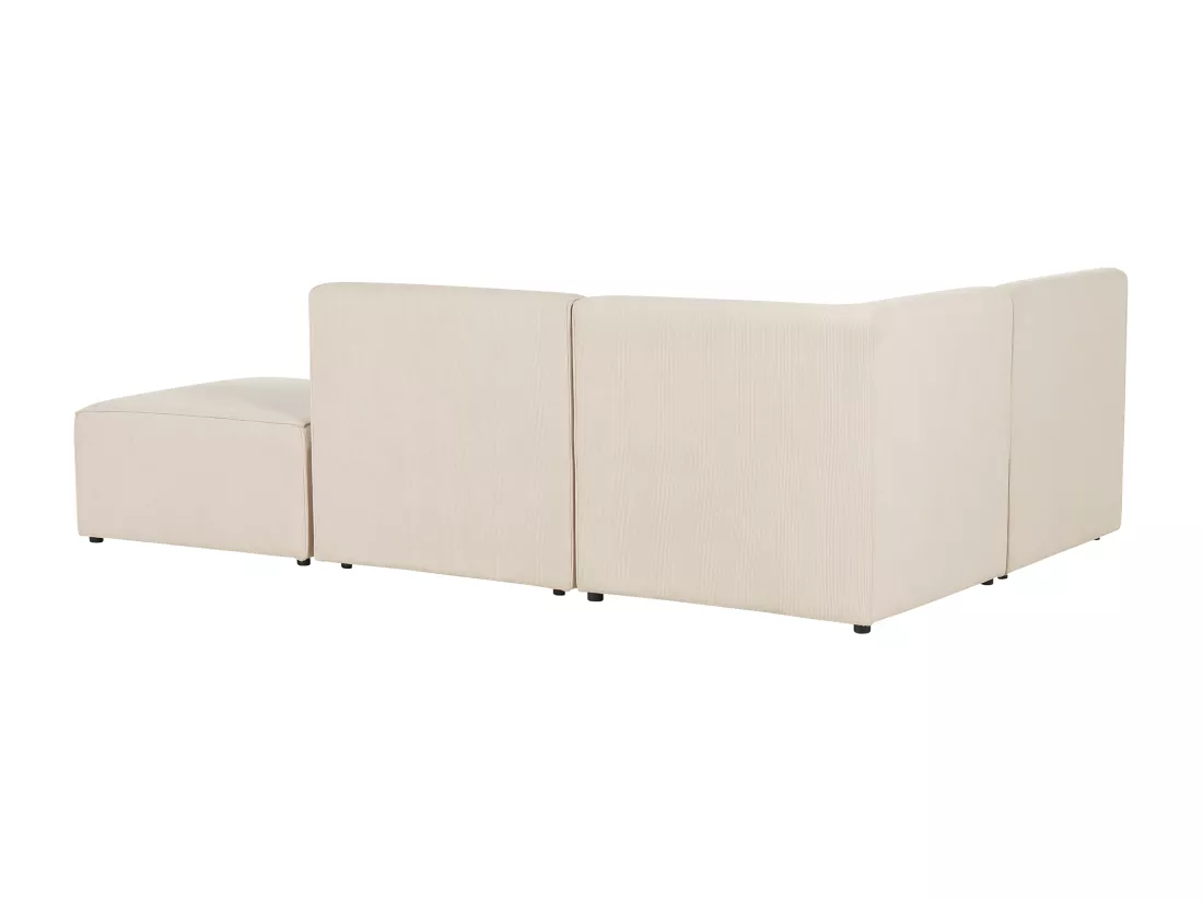 Canapé d'angle côté droit modulable 3 places en velours côtelé beige avec ottoman LEMVIG