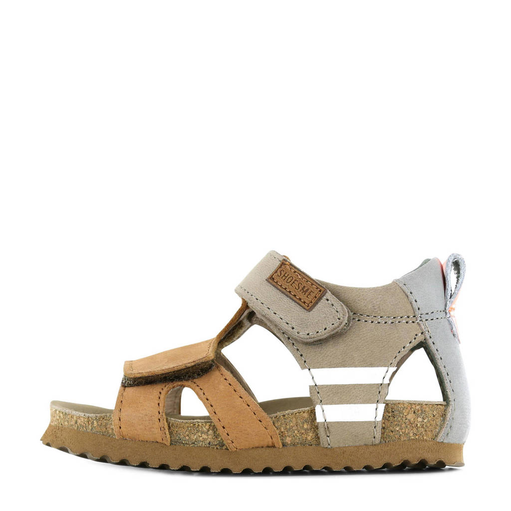 Shoesme leren sandalen grijs/cognac