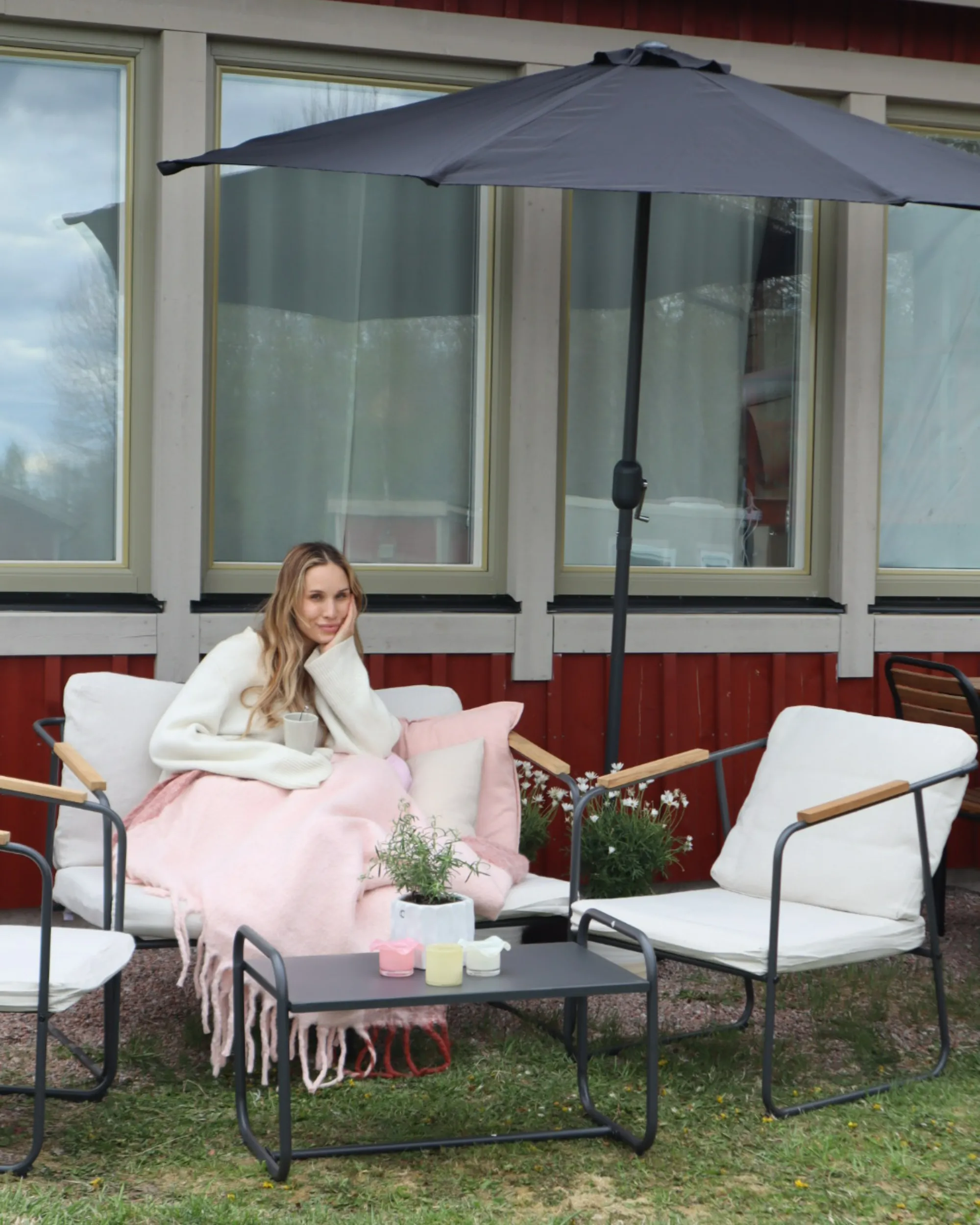 Halfronde parasol 270 cm GALATI Zwart