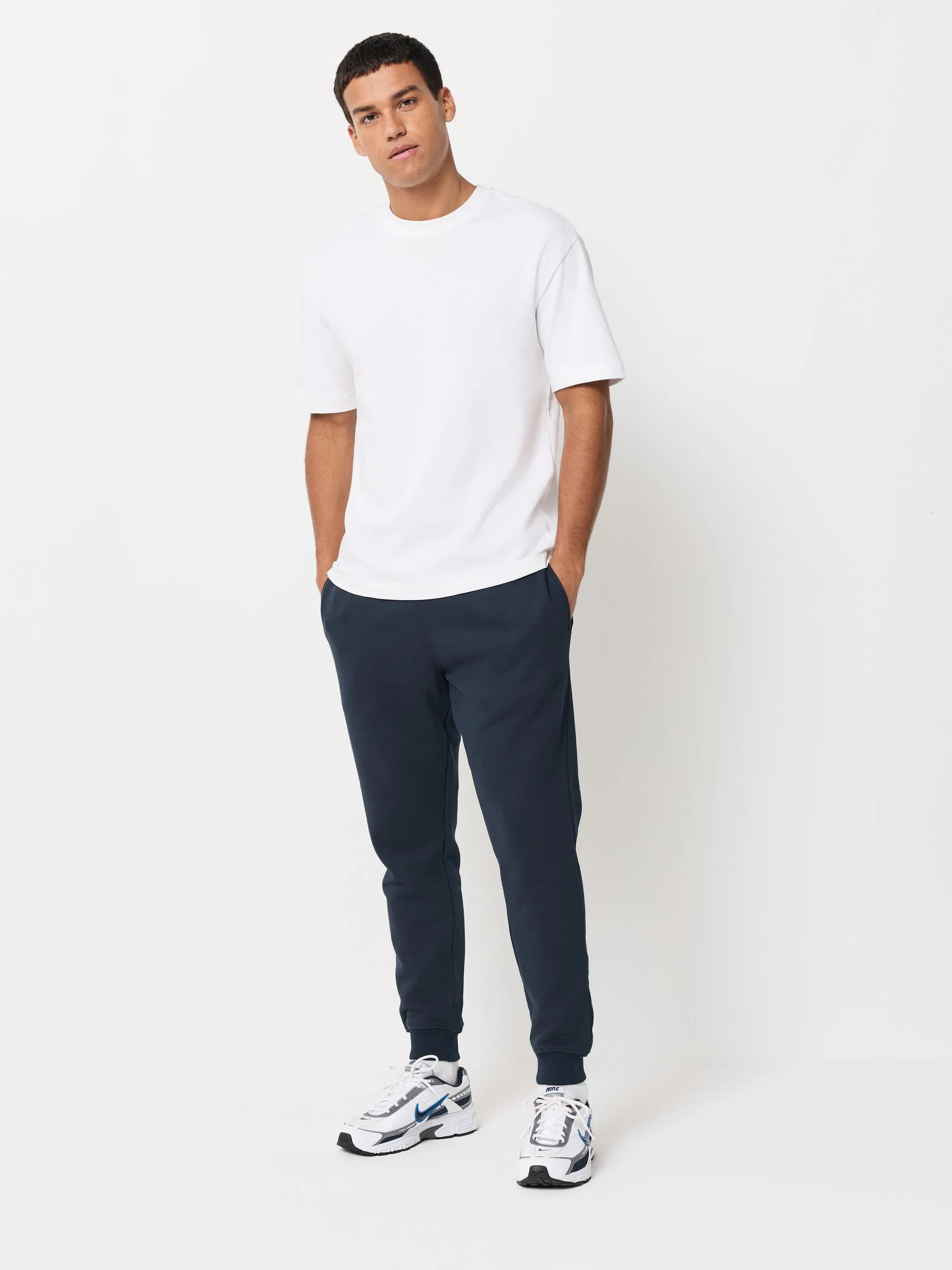 Zwart/marineblauw/grijs - Verpakking van 3 slim-fit jersey joggingbroeken met hoog katoengehalte