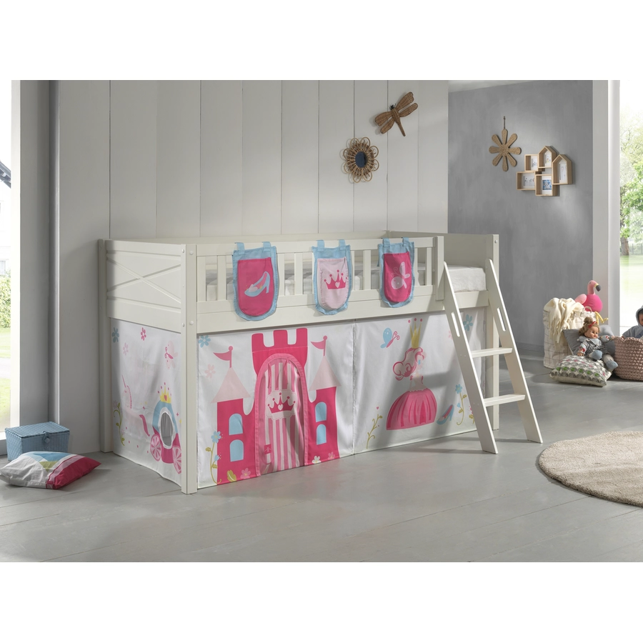 VIPACK Spielbett SCOTT 90 x 200 cm Princess 2-teilig weiß