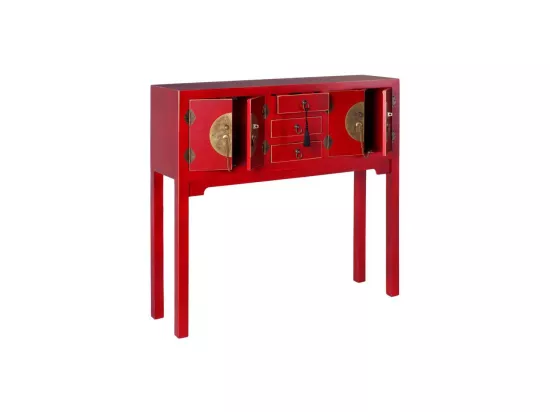 Console 4 portes, 3 tiroirs Rouge Meuble Chinois - PEKIN