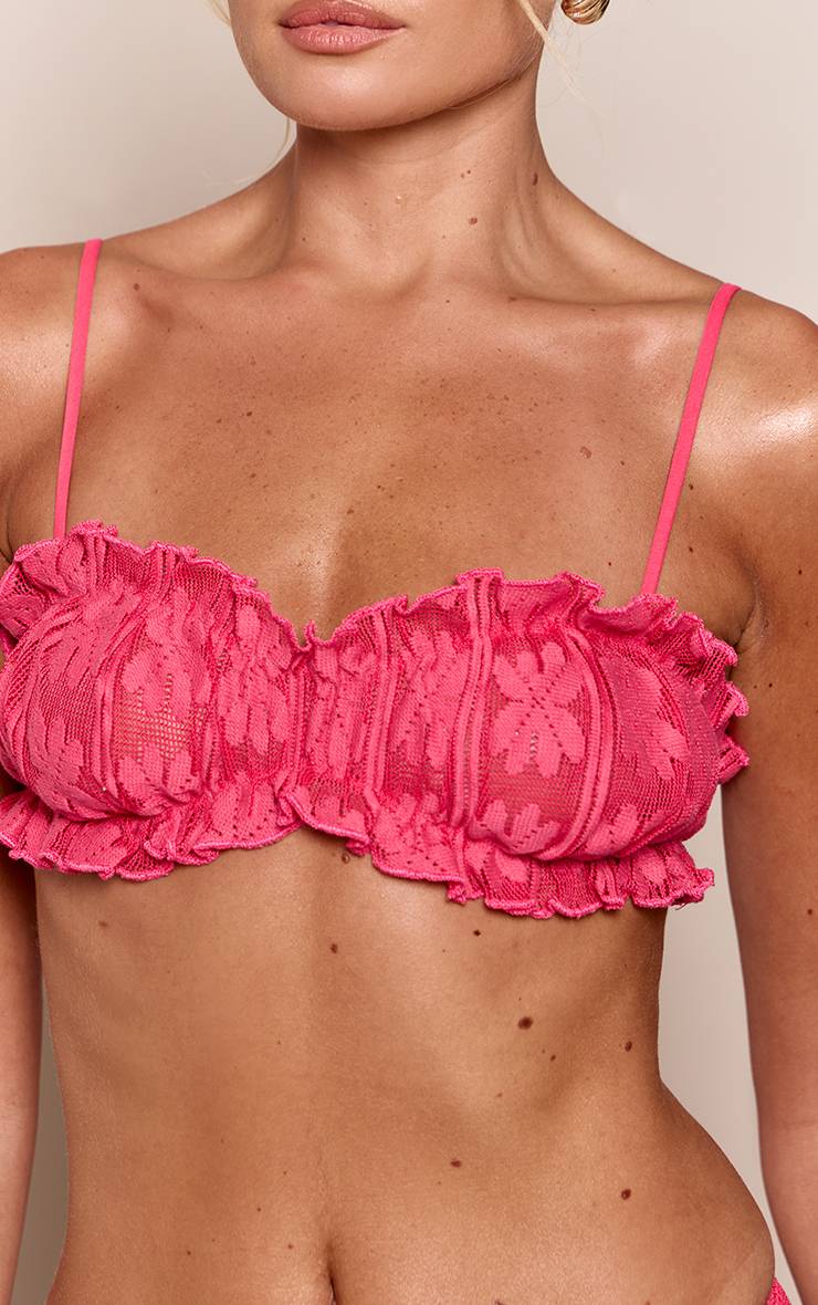 Fuchsia Ensemble Coordonné Brassière Texturée À Motif Floral