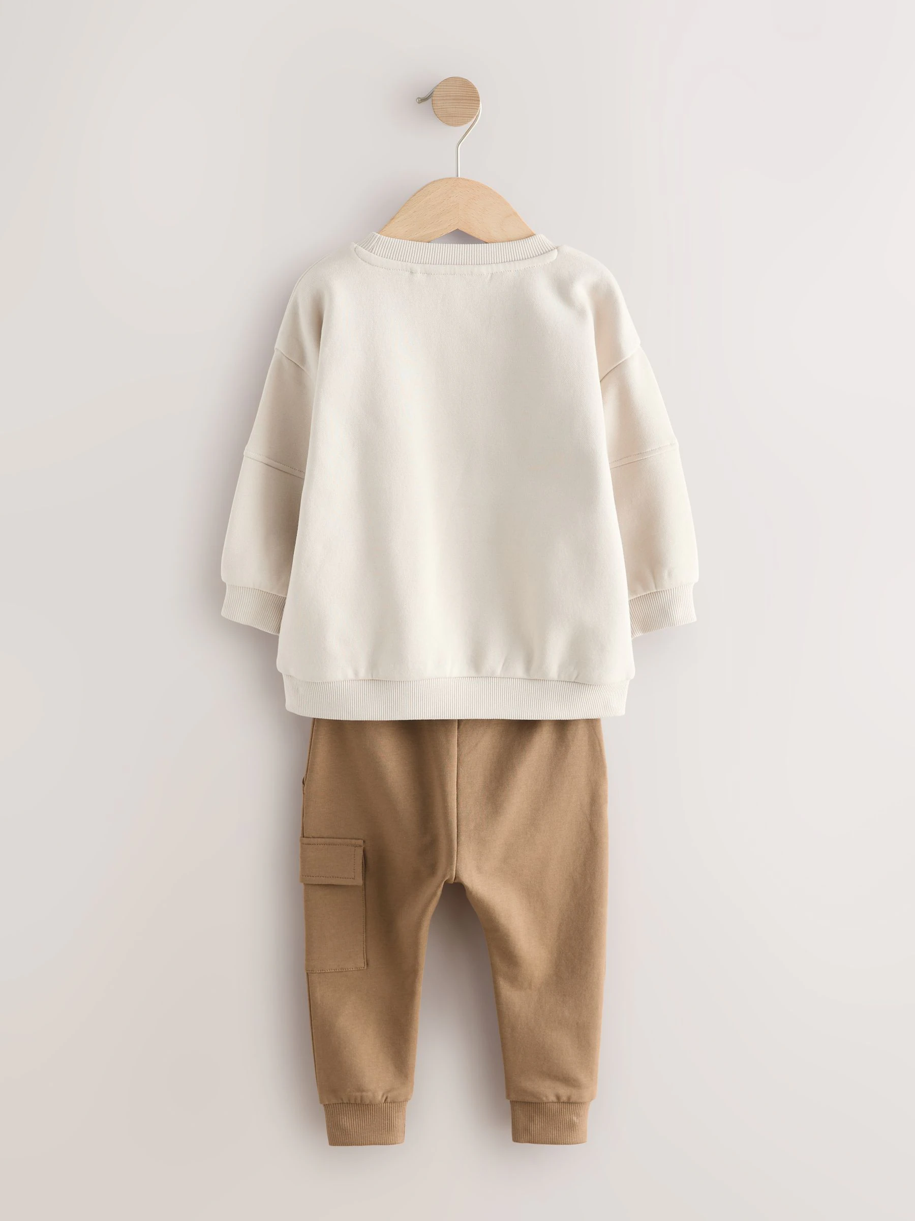 Ecru gebroken wit - Set met utility-sweatshirt en super skinny joggingbroek (3mnd-7jr)