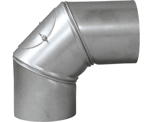 Bertrams verstelbare kachelpijpbocht 0-90° Ø 100 mm vuurgealuminiseerd zilver met deur
