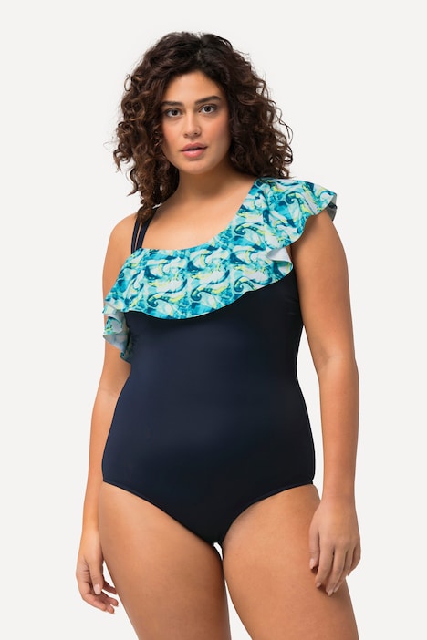 One-Shoulder-Badeanzug, Softcups, Volant