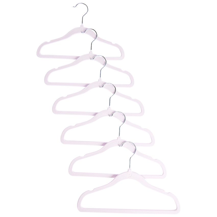 Lot de 6 cintres en velours lavande - Ecru