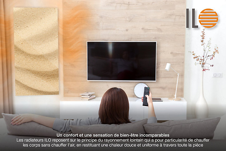 Radiateur électrique à rayonnement Ilo Emeraude en verre Design Sable Fin 500W