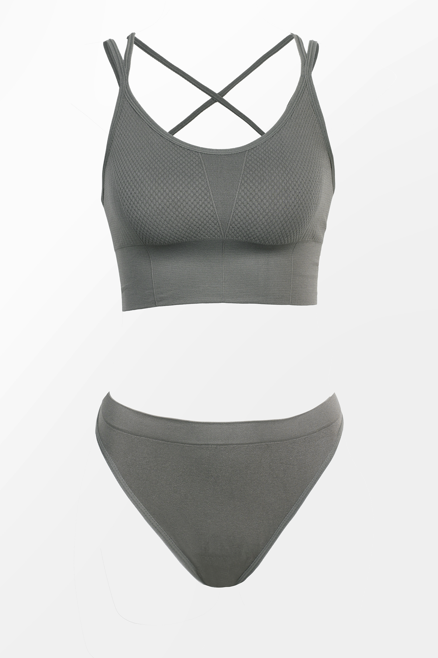 Sous-vêtement longline en tricot côtelé gris
