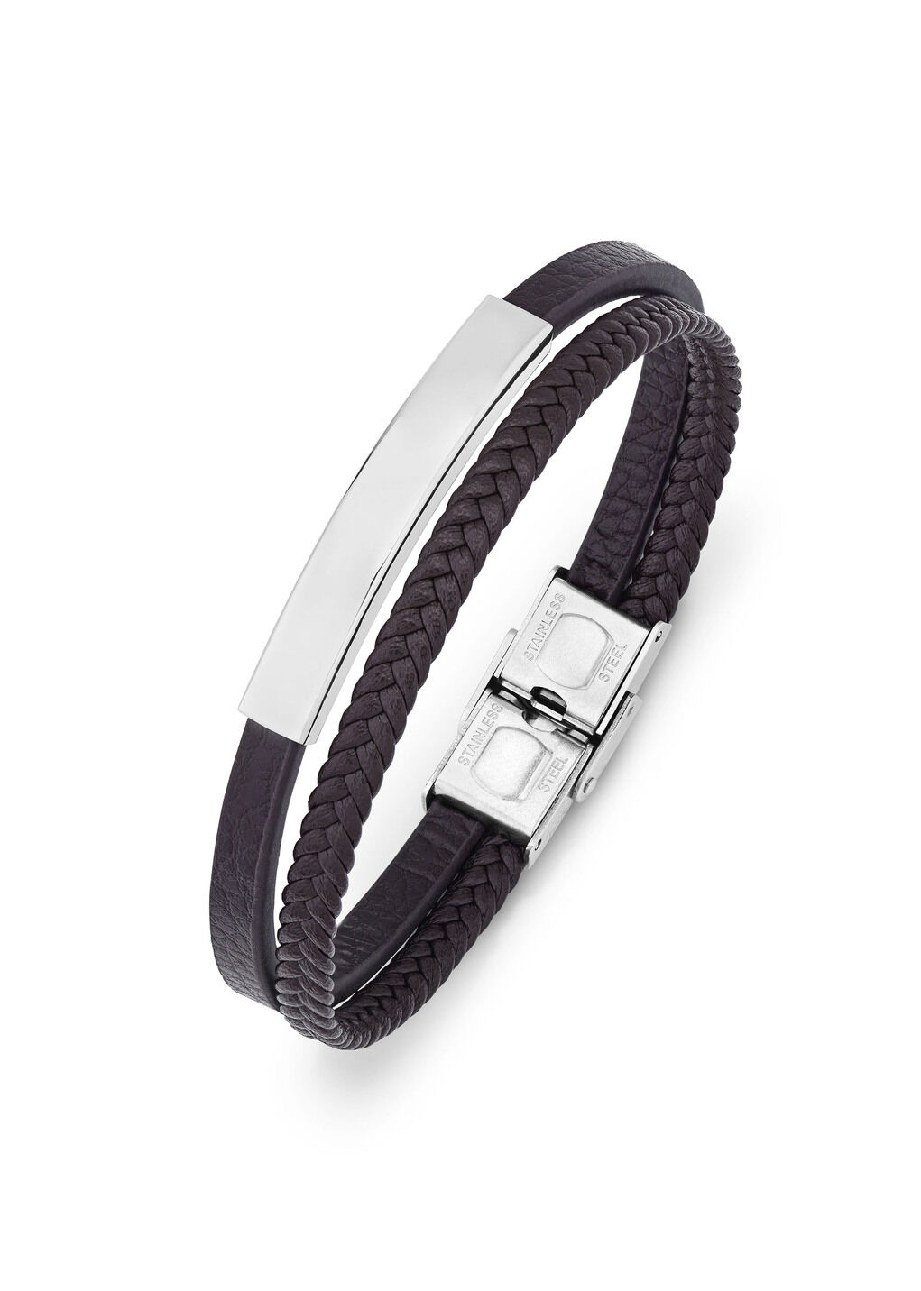 Modernes Leder-Armband mit Edelstahl