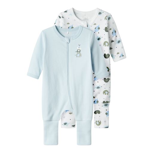 Name It 2-pak Natdragt, Baby Blue, 56 cm