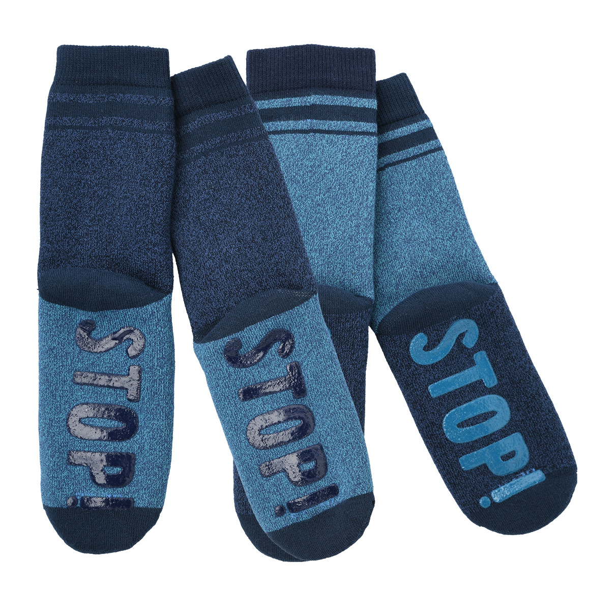 Topolino 2 Paar Jungen Stoppersocken mit Frottee blau / dunkelblau